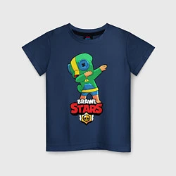 Футболка хлопковая детская Brawl Stars Leon, Dab, цвет: тёмно-синий