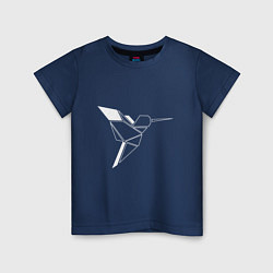 Футболка хлопковая детская Геометрическая птица, цвет: тёмно-синий