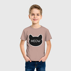 Футболка хлопковая детская Meow, цвет: пыльно-розовый — фото 2