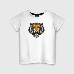 Футболка хлопковая детская Тигр, цвет: белый
