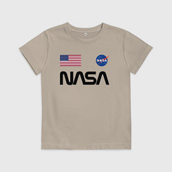 Футболка хлопковая детская NASA НАСА, цвет: миндальный