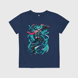 Футболка хлопковая детская Hatsune Miku Expo, цвет: тёмно-синий