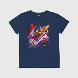 Футболка хлопковая детская Йо Асакура, цвет: тёмно-синий