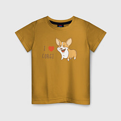 Футболка хлопковая детская I LOVE CORGI, цвет: горчичный