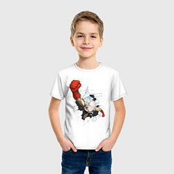 Футболка хлопковая детская One-Punch Man, Ванпанчмен, цвет: белый — фото 2