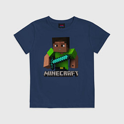 Футболка хлопковая детская MINECRAFT, цвет: тёмно-синий