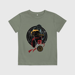 Футболка хлопковая детская Стальной алхимик, цвет: авокадо