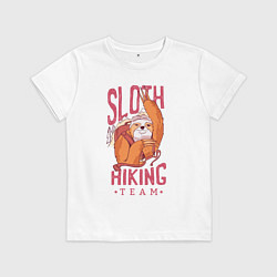 Футболка хлопковая детская Ленивец, цвет: белый