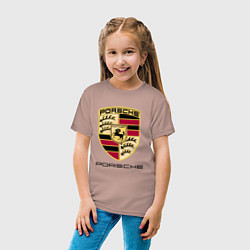 Футболка хлопковая детская PORSCHE, цвет: пыльно-розовый — фото 2