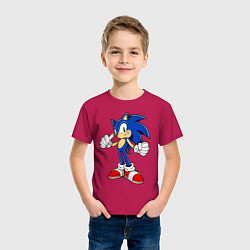 Футболка хлопковая детская Sonic, цвет: маджента — фото 2
