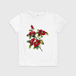 Футболка хлопковая детская Цветы, цвет: белый