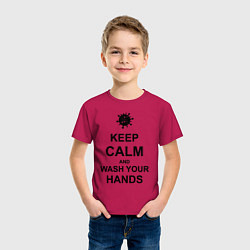 Футболка хлопковая детская Keep Calm & Wash Hands, цвет: маджента — фото 2