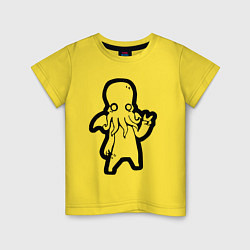 Футболка хлопковая детская Ктулху, цвет: желтый