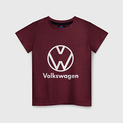 Футболка хлопковая детская VOLKSWAGEN, цвет: меланж-бордовый