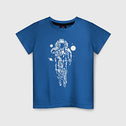 Футболка хлопковая детская Космонавт на велосипеде, цвет: синий