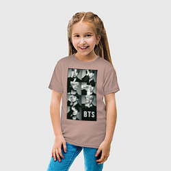 Футболка хлопковая детская BTS, цвет: пыльно-розовый — фото 2