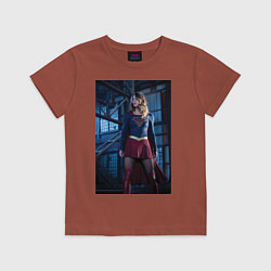 Футболка хлопковая детская Supergirl, цвет: кирпичный