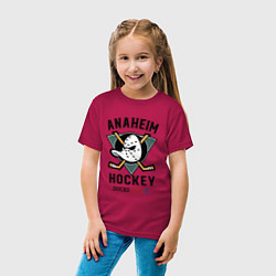 Футболка хлопковая детская ANAHEIM DUCKS, цвет: маджента — фото 2