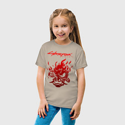 Футболка хлопковая детская CYBERPUNK 2077, цвет: миндальный — фото 2