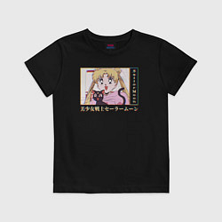 Футболка хлопковая детская Sailor Moon Usagi Tsukino Luna, цвет: черный