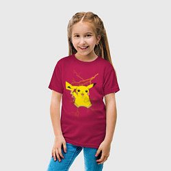 Футболка хлопковая детская Pikachu, цвет: маджента — фото 2