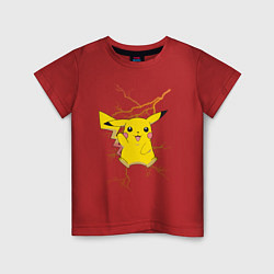 Футболка хлопковая детская Pikachu, цвет: красный