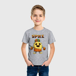 Футболка хлопковая детская Brawl Stars Robot Spike, цвет: меланж — фото 2