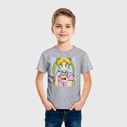 Футболка хлопковая детская Sailor Moon Usagi Tsukino, цвет: меланж — фото 2