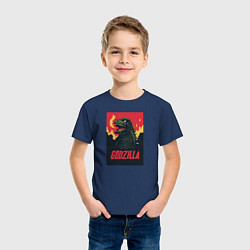 Футболка хлопковая детская Godzilla, цвет: тёмно-синий — фото 2