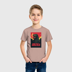 Футболка хлопковая детская Godzilla, цвет: пыльно-розовый — фото 2