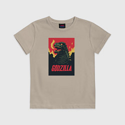 Футболка хлопковая детская Godzilla, цвет: миндальный
