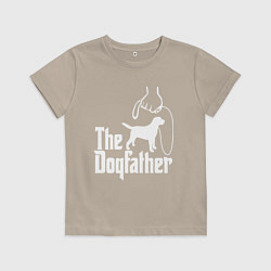 Футболка хлопковая детская The Dogfather - пародия, цвет: миндальный
