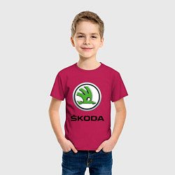 Футболка хлопковая детская SKODA, цвет: маджента — фото 2