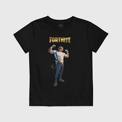 Футболка хлопковая детская Meowcles Fortnite 2, цвет: черный