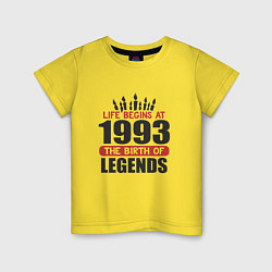 Футболка хлопковая детская 1993 - рождение легенды, цвет: желтый