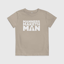 Футболка хлопковая детская Manners maketh man, цвет: миндальный