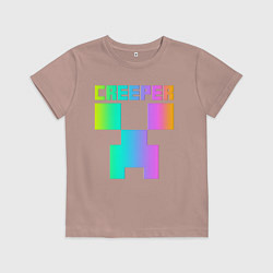 Футболка хлопковая детская MINECRAFT CREEPER, цвет: пыльно-розовый