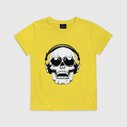 Футболка хлопковая детская Skull Music lover, цвет: желтый