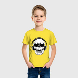 Футболка хлопковая детская Skull Music lover, цвет: желтый — фото 2