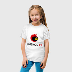 Футболка хлопковая детская Omskoe TV logo цвета белый — фото 2