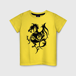 Футболка хлопковая детская Геральдический дракон, цвет: желтый