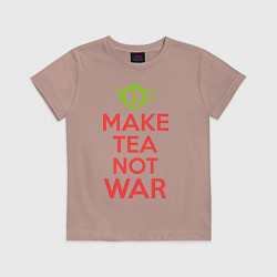 Футболка хлопковая детская Make tea not war, цвет: пыльно-розовый