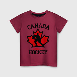 Футболка хлопковая детская Canada Hockey, цвет: маджента