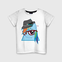 Футболка хлопковая детская Rainbow Dash hipster, цвет: белый