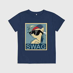 Футболка хлопковая детская Rainbow Dash swag, цвет: тёмно-синий