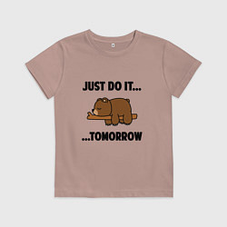 Футболка хлопковая детская Мишка, цвет: пыльно-розовый