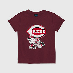 Футболка хлопковая детская Cincinnati reds - baseball team - talisman, цвет: меланж-бордовый
