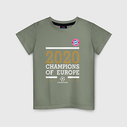 Футболка хлопковая детская FC Bayern Munchen Champions of Europe 2020, цвет: авокадо