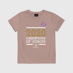 Футболка хлопковая детская FC Bayern Munchen Champions of Europe 2020, цвет: пыльно-розовый