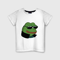 Футболка хлопковая детская Pepe в очках EZ, цвет: белый